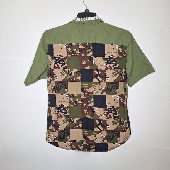 A Bathing Ape Brand " The Camo Ape" button-down short sleeve unity shirt size L. - Picture 2 of 16
